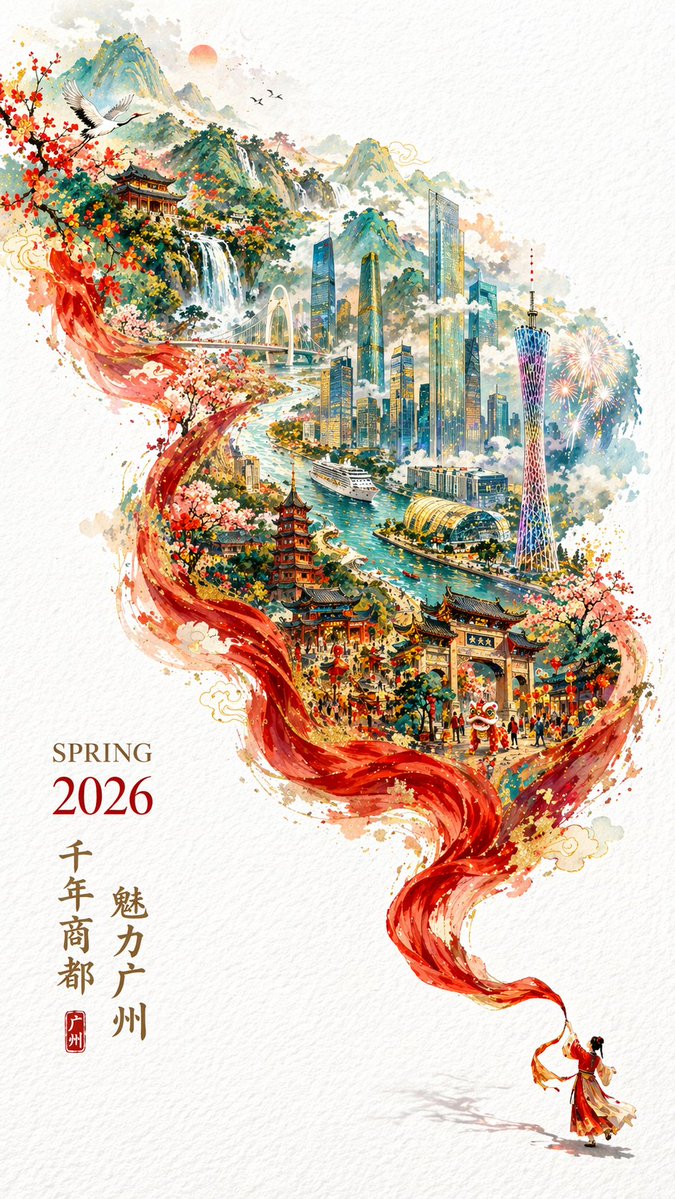 岭南城市春季海报样图：广州春季城市推广