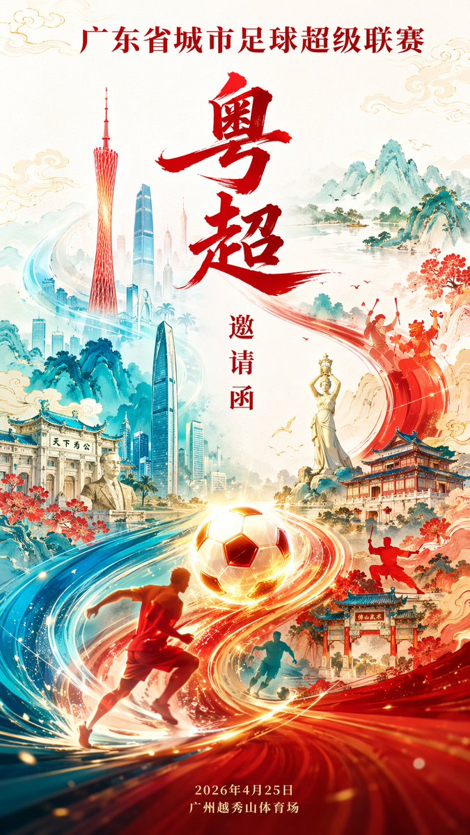 城市足球赛事邀请海报样图:粤港城市足球赛