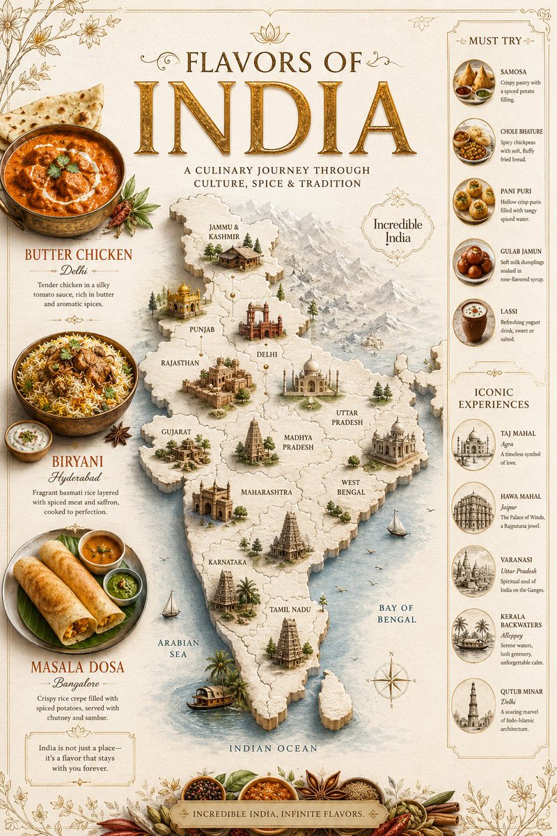 印度香料风味地图样图:印度各地香料与菜肴